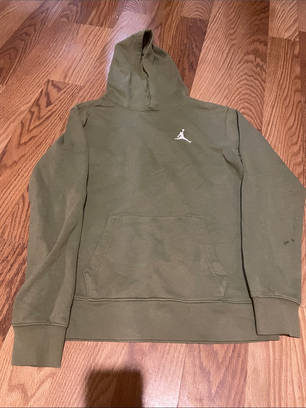 Jordan Olive Green Pullover Hoodie with White Jumpman